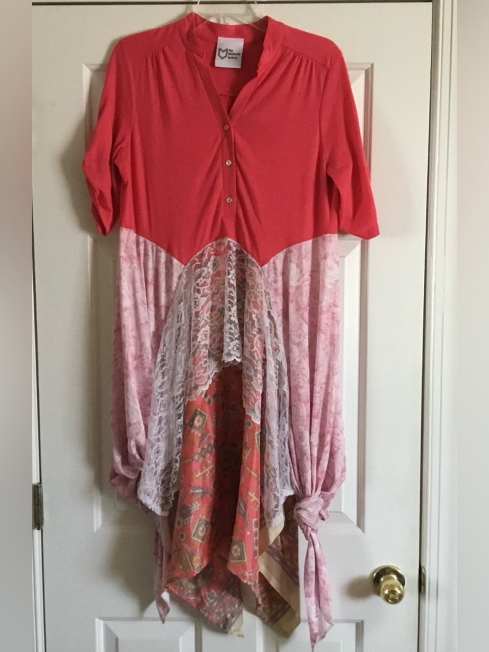 MORGAN FACTORY silk/lace tunic top S M L